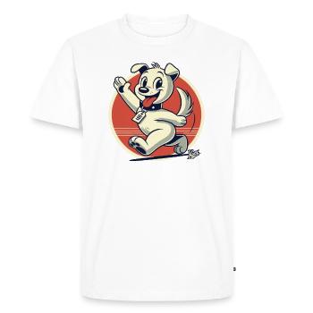 Chien de dessin animé rétro se promène - T-shirt Premium bio Homme - blanc - Devant - Nico (187cm)