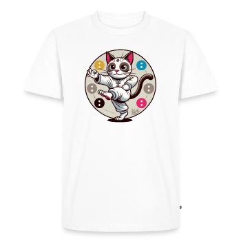 Chat de méditation Thai Chi - T-shirt Premium bio Homme - blanc - Devant - Nico (187cm)