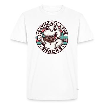 Funny hippo eating chocolate and all snacks - Men's Premium Organic T-Shirt - white - Front - Nico (187cm)