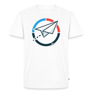 Flying Paper Airplane - Men's Premium Organic T-Shirt - white - Front - Nico (187cm)