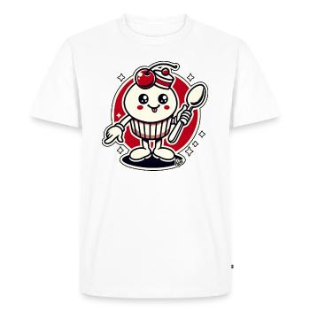 Cupcake Cherry Spoon Type - Men's Premium Organic T-Shirt - white - Front - Nico (187cm)