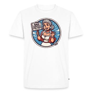 Potins de femme au foyer : Mauvais conseils gratuits - T-shirt Premium bio Homme - blanc - Devant - Nico (187cm)