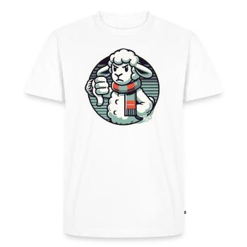 Pouces vers le bas du mouton de mauvaise humeur - T-shirt Premium bio Homme - blanc - Devant - Nico (187cm)