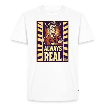 Cool retro guy – always real - Men's Premium Organic T-Shirt - white - Front - Nico (187cm)