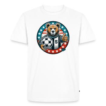 Ours de football avec ballon et pouce vers le haut - T-shirt Premium bio Homme - blanc - Devant - Nico (187cm)