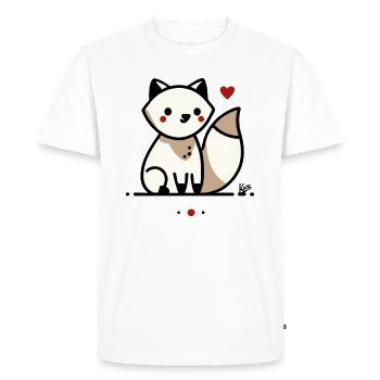 Cute fox with love and heart - Men's Premium Organic T-Shirt - white - Front - Nico (187cm)