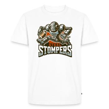 Équipe de la Ligue de Football Robot Pilon d’Acier - T-shirt Premium bio Homme - blanc - Devant - Nico (187cm)
