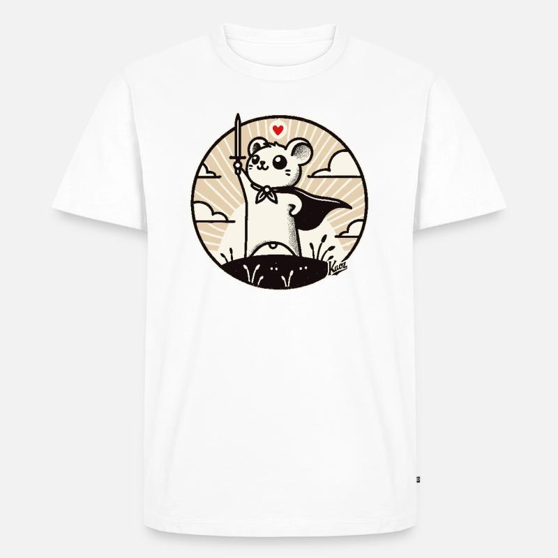 Maus-Held mit Umhang - Männer Premium Bio T-Shirt - Weiß