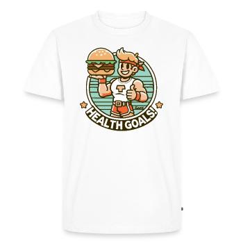 Health, Healthy Fitness Burger - Men's Premium Organic T-Shirt - white - Front - Nico (187cm)