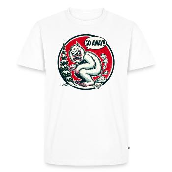 S'en aller! Le Yéti fait une pause en forêt - T-shirt Premium bio Homme - blanc - Devant - Nico (187cm)