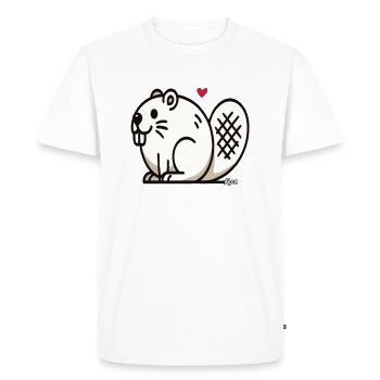 Funny fat beaver - Men's Premium Organic T-Shirt - white - Front - Nico (187cm)