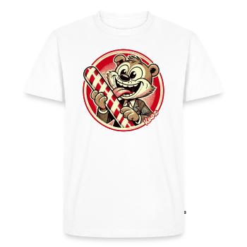 Drôle d’animal en costume avec une canne à sucre - T-shirt Premium bio Homme - blanc - Devant - Nico (187cm)