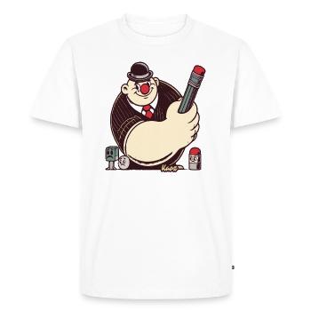 Retro cartoon man with big pen - Men's Premium Organic T-Shirt - white - Front - Nico (187cm)