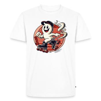 Petit fantôme malodorant sur des patins à roulettes - T-shirt Premium bio Homme - blanc - Devant - Nico (187cm)
