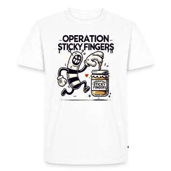 Operation Sticky Fingers, Funny Honey Thief - Men's Premium Organic T-Shirt - white - Front - Nico (187cm)