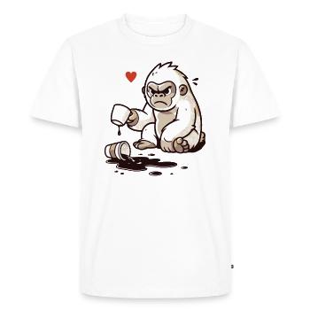 Un petit gorille renverse du café - T-shirt Premium bio Homme - blanc - Devant - Nico (187cm)