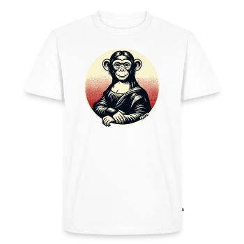 Mona Monkey – Playful Monkey Motif - Men's Premium Organic T-Shirt - white - Front - Nico (187cm)