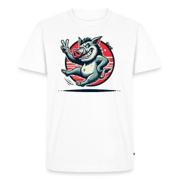 Wild boar with peace sign - Men's Premium Organic T-Shirt - white - Front - Nico (187cm)