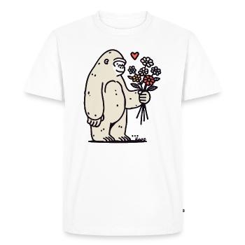 Gentle gorilla with bouquet of flowers - Men's Premium Organic T-Shirt - white - Front - Nico (187cm)