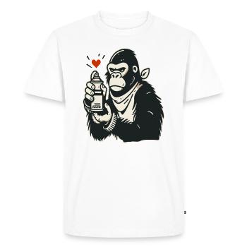 Graffiti Street Art Gorille avec Bombe aérosol - T-shirt Premium bio Homme - blanc - Devant - Nico (187cm)