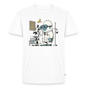 Scientifique : gorille, singe en laboratoire - T-shirt Premium bio Homme - blanc - Devant - Nico (187cm)