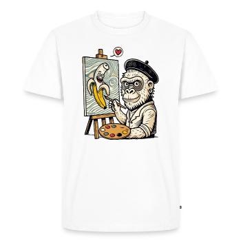 Art et humour : l’artiste Gorilla peint une banane - T-shirt Premium bio Homme - blanc - Devant - Nico (187cm)