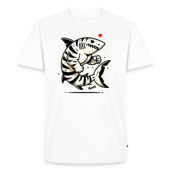 Requin tigre musclé : Puissance des mers des requins - T-shirt Premium bio Homme - blanc - Devant - Nico (187cm)