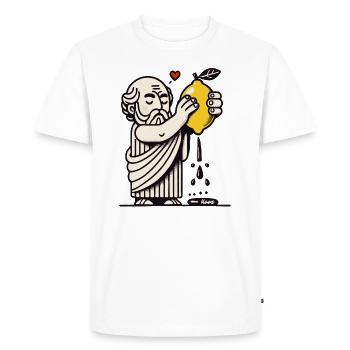 Philosopher juices the lemon of life - Men's Premium Organic T-Shirt - white - Front - Nico (187cm)