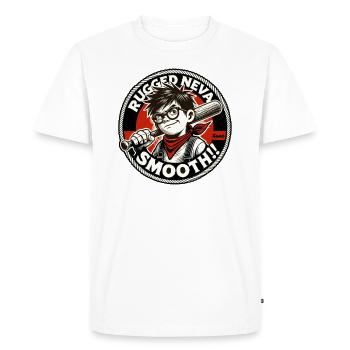 Rugueux, authentique et inarrêtable ! Garçon fort et intelligent - T-shirt Premium bio Homme - blanc - Devant - Nico (187cm)