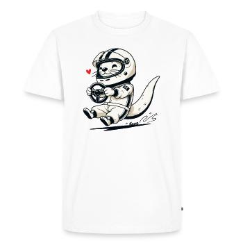 Une loutre en tant que pilote de voiture de course - T-shirt Premium bio Homme - blanc - Devant - Nico (187cm)