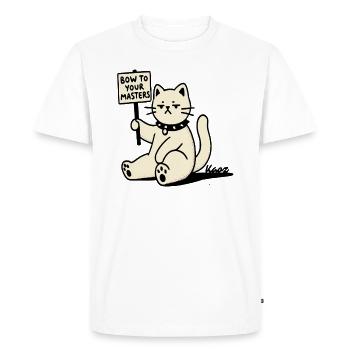 Sarcastic Protest Cat – Bow! - Men's Premium Organic T-Shirt - white - Front - Nico (187cm)
