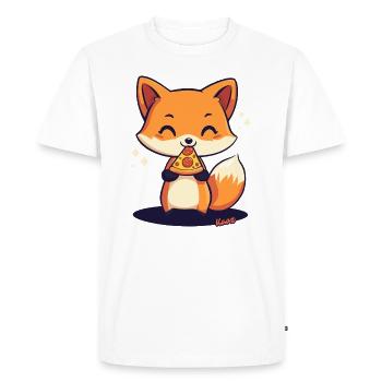 Renard kawaii mignon avec pizza - T-shirt Premium bio Homme - blanc - Devant - Nico (187cm)