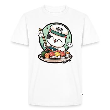 Neko Sushi Chef – Funny Cat Kitchen - Men's Premium Organic T-Shirt - white - Front - Nico (187cm)