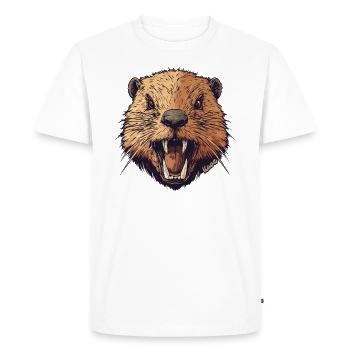 Castor sauvage - T-shirt Premium bio Homme - blanc - Devant - Nico (187cm)