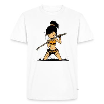 Guerrier samouraï cool avec Katana - T-shirt Premium bio Homme - blanc - Devant - Nico (187cm)