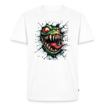 Un monstre sauvage traverse le mur - T-shirt Premium bio Homme - blanc - Devant - Nico (187cm)