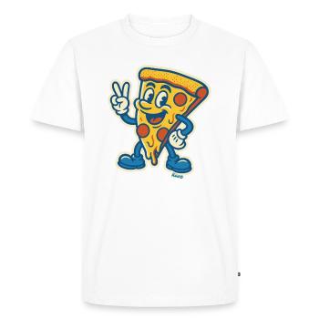 Pizza souriante avec signe de paix - T-shirt Premium bio Homme - blanc - Devant - Nico (187cm)