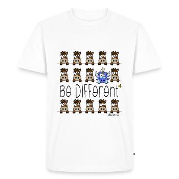 Licorne Bleu - Be Different, citations - T-shirt Premium bio Homme - blanc - Devant - Nico (187cm)