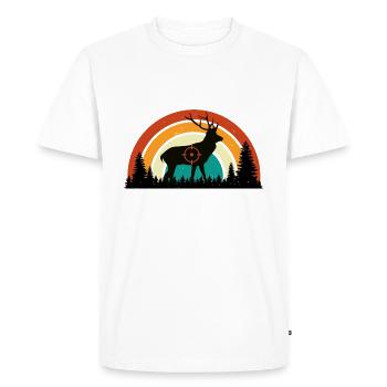 Retro Sunset cerf Drôle d’humour de chasse - T-shirt Premium bio Homme - blanc - Devant - Nico (187cm)