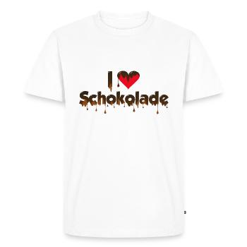 Chocolat - J’aime le chocolat - T-shirt Premium bio Homme - blanc - Devant - Nico (187cm)