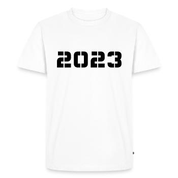 Année de naissance Anniversaire Nouvel An Né en 2023 - T-shirt Premium bio Homme - blanc - Devant - Nico (187cm)