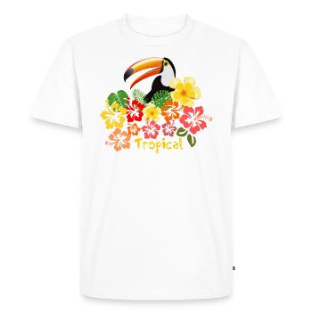 Toucan hibiscus fleurs été vacances forêt tropicale - T-shirt Premium bio Homme - blanc - Devant - Nico (187cm)