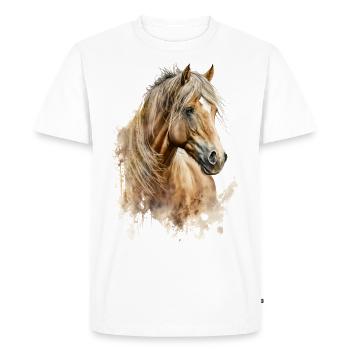 Haflinger Horse Lovers | Chemise design cheval - T-shirt Premium bio Homme - blanc - Devant - Nico (187cm)