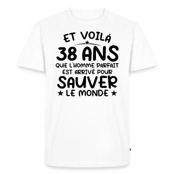 38 Year Old Birthday Gift 38 Year Old Men - Men's Premium Organic T-Shirt - white - Front - Nico (187cm)