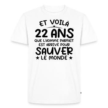 22 Year Old Birthday Gift 22 Year Old Men - Men's Premium Organic T-Shirt - white - Front - Nico (187cm)