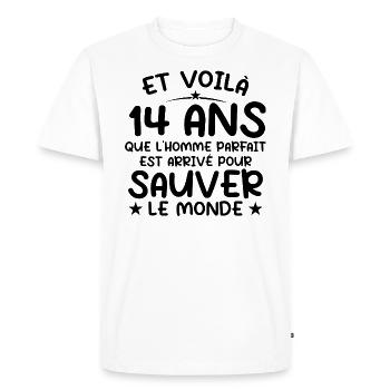 14 Year Old Birthday Gift 14 Year Old Men - Men's Premium Organic T-Shirt - white - Front - Nico (187cm)