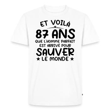 87 Year Old Birthday Gift 87 Years Men's - Men's Premium Organic T-Shirt - white - Front - Nico (187cm)