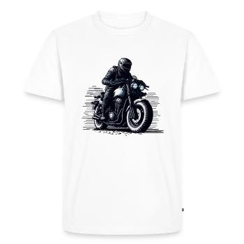 Roaring Power Motorbike, Biker, Adventure, Thrill - Men's Premium Organic T-Shirt - white - Front - Nico (187cm)