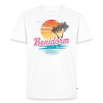 Benidorm Beach - Men's Premium Organic T-Shirt - white - Front - Nico (187cm)