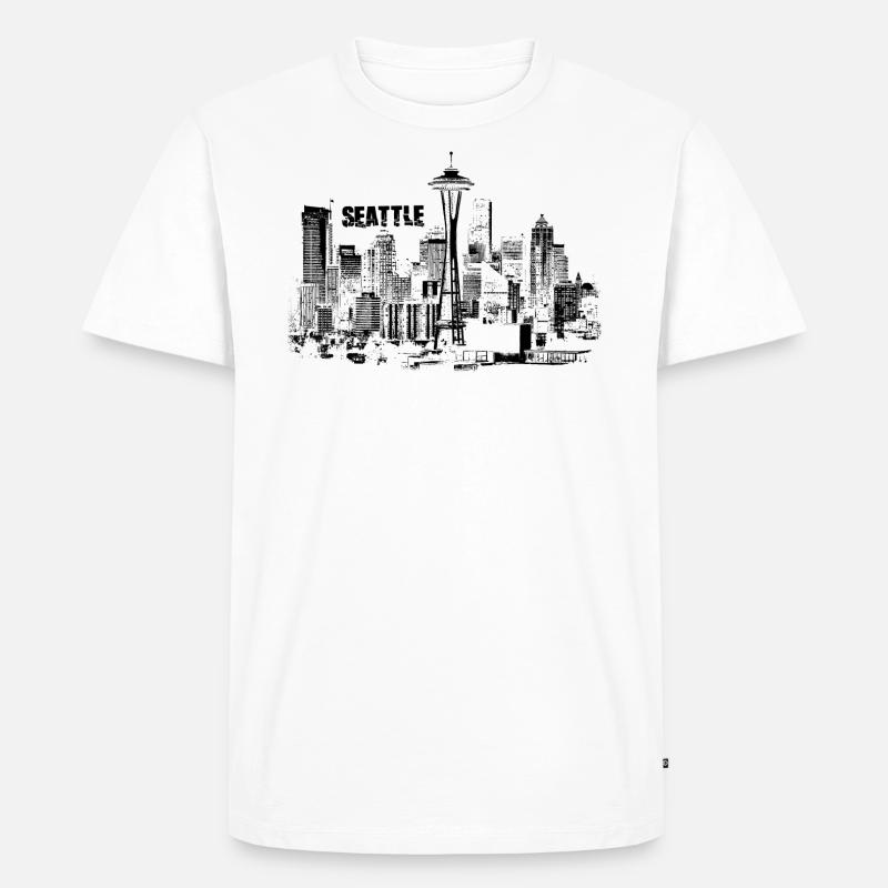Seattle Skyline Space Needle - Männer Premium Bio T-Shirt - Weiß